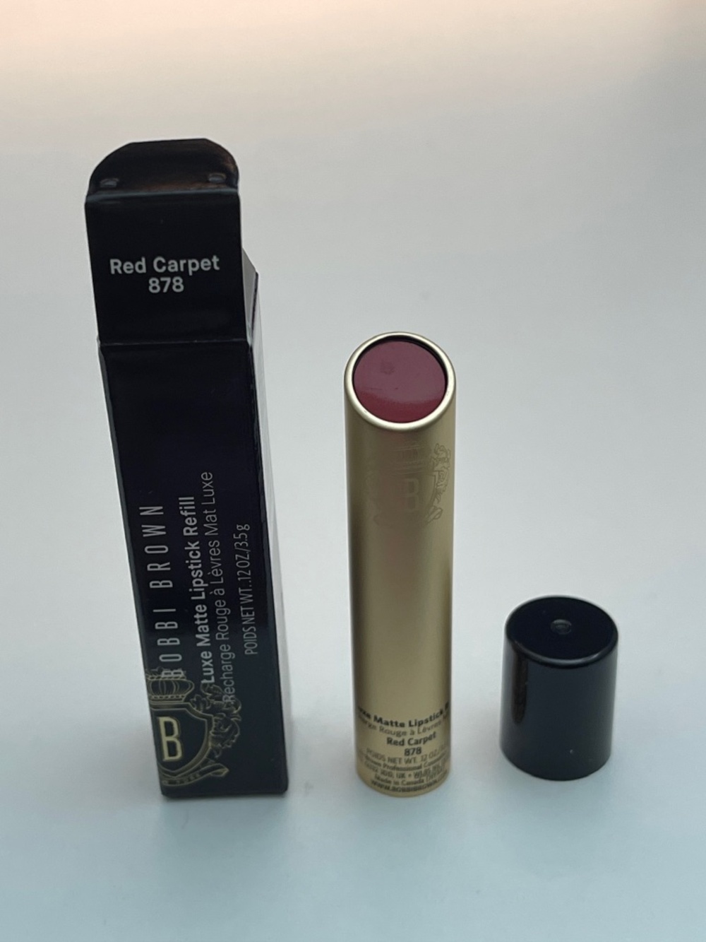 NEW Bobbi Brown Luxe Matte Lipstick Refill 878 Red Carpet Full Size .12oz/3.5g